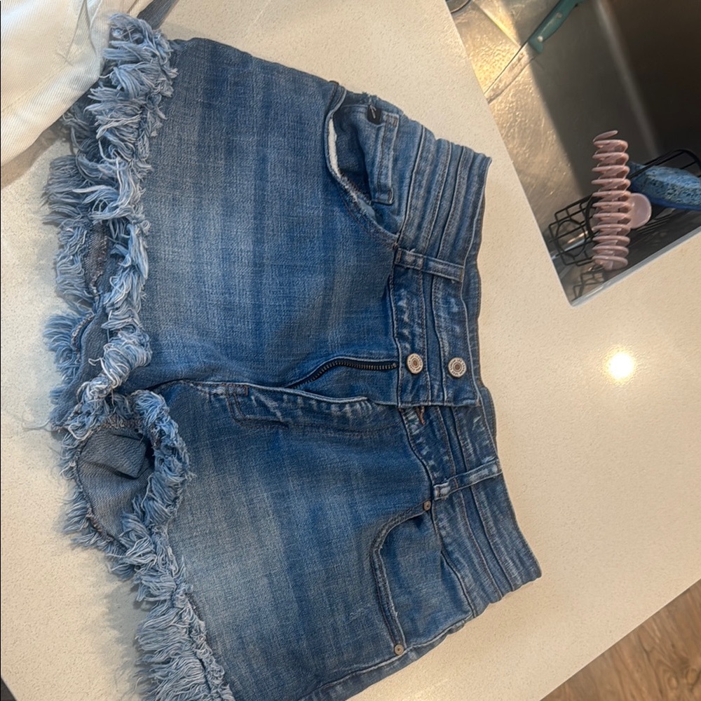 Denim Frayed Hem Women's Shorts